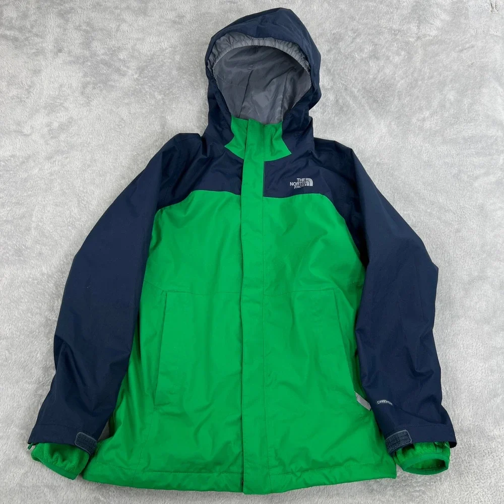 The North Face 3-in-1 Triclimate Jacket L 14/16 Green Navy Boys Hooded Fleece